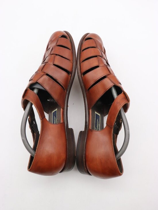 Bragano by Cole Haan Men\'s Size 11.5 M Brown Leather Fisherman Buckle Sandals